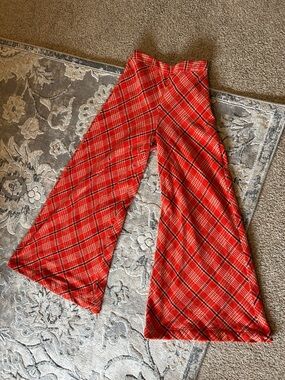 Free People Orange Plaid Wide-Leg Kids Pants
